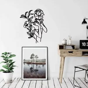 Flower Pattern Metal Wall Art, Floral Aesthetic Pattern, Abstract Floral Design Wall Decor, Elegant Hanging Wall Decor for Home Living Room Bedroom, Wall Decoration