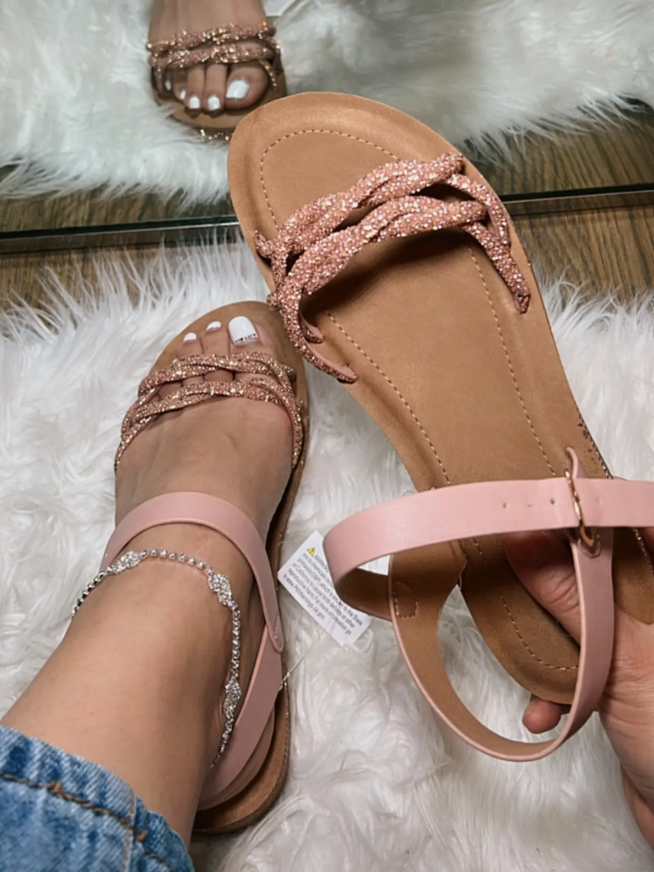 Gaby- (SIZE UP A SIZE) Embellished Ankle Strap Platform Sandals - Comfortable Footwear,Ideal for Everyday Use