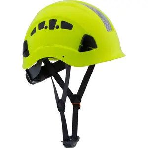 Vented Full Brim Hard Hat with Chin Strap, Neon Green Safety Cap for Construction, Tree Climbing, Rescue, Arborist Work, Adjustable Fit, Multi-Function Headwear for Men
