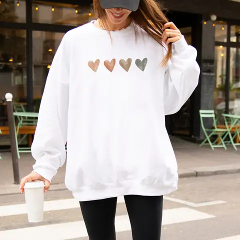 Neutral Watercolor Heart Sweatshirt for Women Heart Lover Gift Love Sweater Cute Valentine's Day Sweater