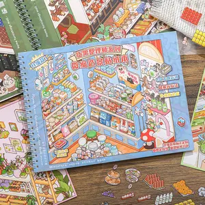 25 Sheets Per Book Miniature Scene Sticker Album with Positioning, Shelf Organizer 3D House Fun Storage Quiet Book
