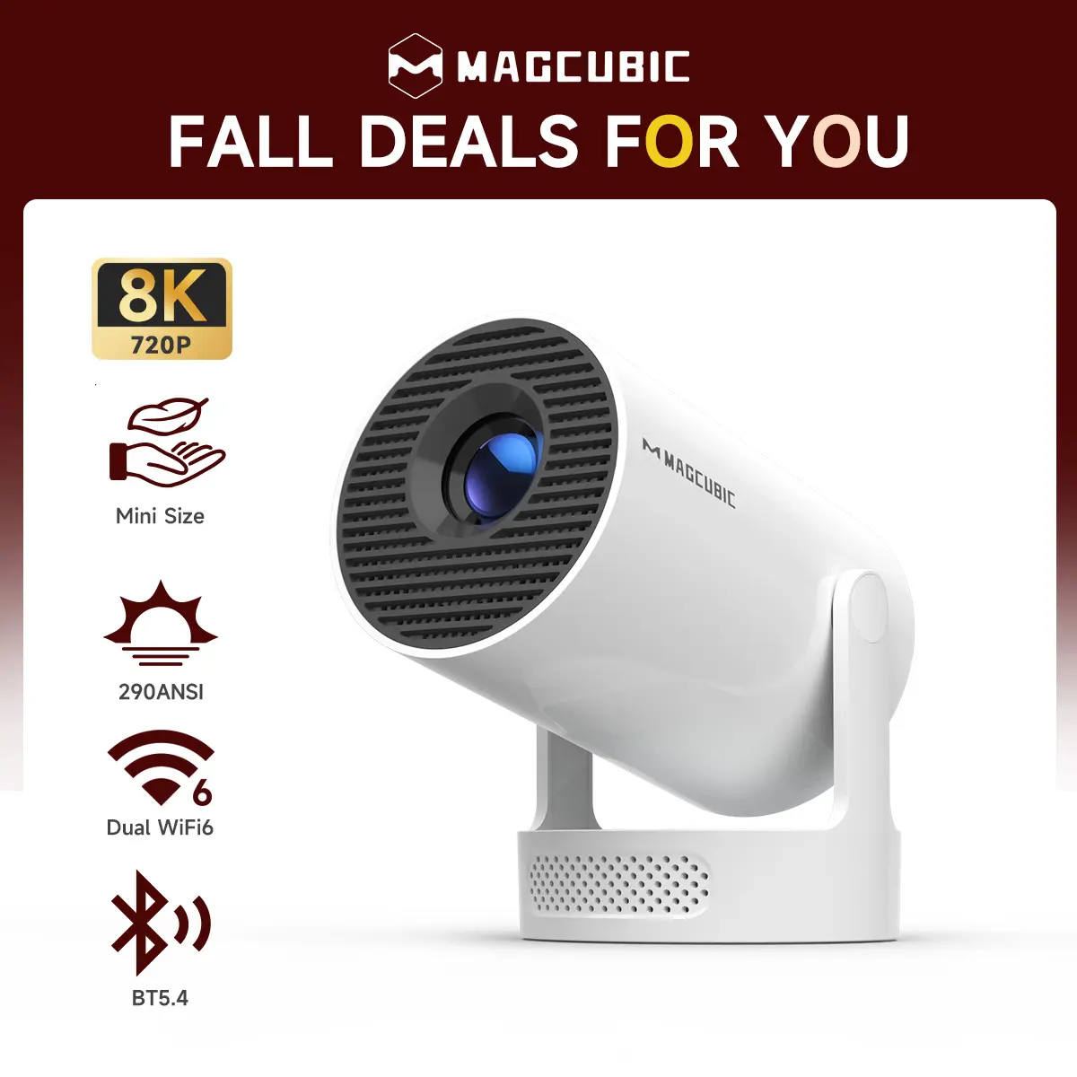 [US warehouse] Magcubic HY300Pro+ 290ANSI Projector Android 14 BT5.4 WIFI6 8K 4K Decode Native 1280*720P 0.9:1 Throw Ratio Built-in Speaker & Appstore Allwinner H726 Home Cinema Mini Smart Portable Upgraded HY300Pro #tiktokshopstockup