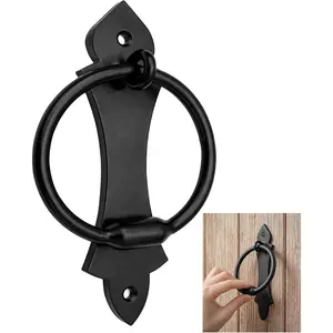 Medieval Handforged Vintage Black Iron Door Knockers for Front Door, Shed Doors, Gates, Fence, Castle and Farmhouse (1 Pack, Matte Black Powder Coated)