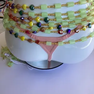 Glow in the Dark Tie-On Waist Beads - Handcrafted Vibrant Bead Mix Adjustable Fit Single Strand Accessory