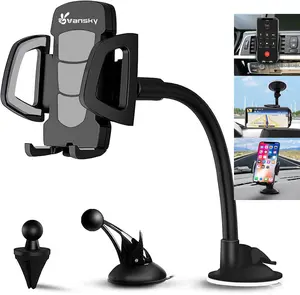 3-in-1 Car Phone Holder Mount Universal Air Vent Dashboard Windshield Mount for iPhone 17 16 15 14 13 Pro Max Samsung S24 S23 LG Sony with 360 Rotation & Strong Suction Cup