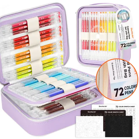 Colored Pens, Shuttle Art 22/24/30/72/100/180 Colors Cute Journal Pens 0.6mm Fine Point Colored Gel Pens for Black Paper Adult Coloring Writing Drawing Journaling Note Taking School Office Home,Design,Students