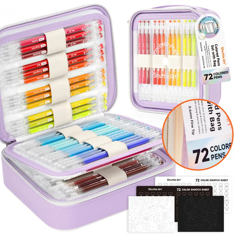 Colored Pens, Shuttle Art 22/24/30/72/100/180 Colors Cute Journal Pens 0.6mm Fine Point Colored Gel Pens for Black Paper Adult Coloring Writing Drawing Journaling Note Taking School Office Home,Design,Students
