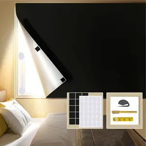 Portable Blackout Window Cover, Upgraded 79"x57" Blackout Curtains No Drill Cuttable DIY Self-Adhesive Hook Loop Tapes, Travel  Blinds/Shades for Bedroom 2m