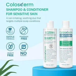 Colosderm Eczema Shampoo & Conditioner - Colostrum + Colloidal Oatmeal for Dry, Itchy Scalp - Hydrates, Soothes & Safe for Sensitive Skin, 8 oz Each (2 Pack)