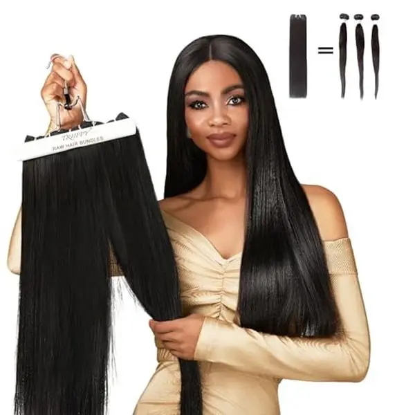 TRIIPPY 15A+Straight Bundles Human Hair,100% SoftMAX Raw Cambodian Hair Sew In Weave SoftMAX 3 Bundles,Triple The Lifespan Over Regular Virgin Hair Bundle