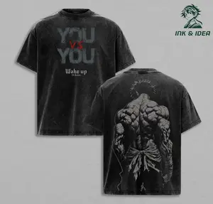 Baki Hanma Vintage Washed T-Shirt, Anime Gym Pump Cover Oversized Tee, Baki Manga Streetwear Graphic Shirt, Heavy Cotton Fitness Apparel