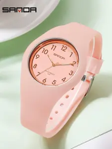 Sanda Jelly Collection Compact Trendy Quartz Watch, Cute Stylish Timepiece for Teen Students, Analog Display, Resin Case, All Seasons