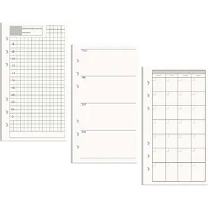 A6 Refill Paper 3 Pack Undated Daily Weekly Monthly Binder Inserts 6-Hole Punched Filler Paper Planner Refills, 135 Sheets/270 Pages Refillable Planner Binder Papers