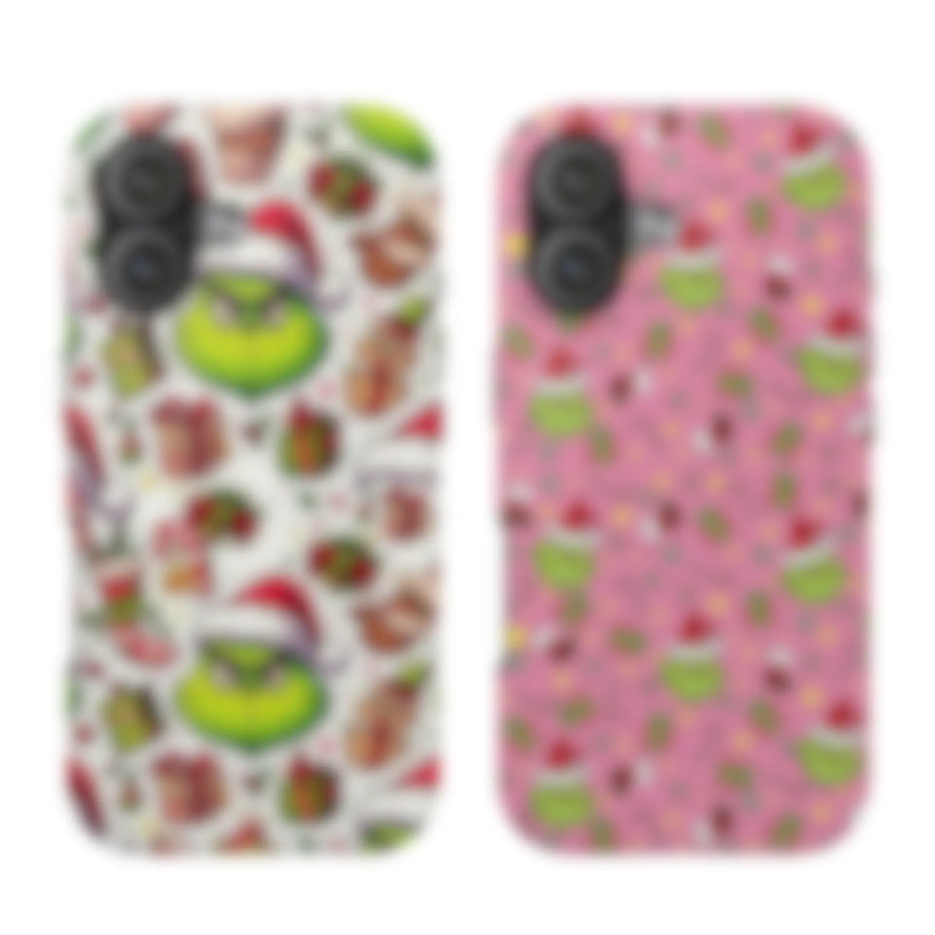 Aesthetic Grinchy Christmas Phone Case, Xmas Movie Cover for iPhone 17 16 15 14 13 12 11 Air Pro Max & for Samsung Galaxy S25-S21, Shabby Chic Gingerbread Cover, Pinkcore Couple Gift for Her/Him