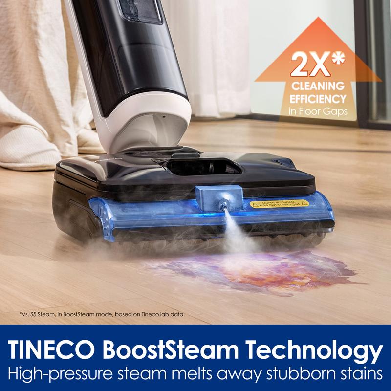 Tineco FLOOR ONE S6 Stretch Steam Corded Wet Dry Vacuum Steam Mop All-in-One, Tineco BoostSteam, 320℉ High-temp Steam Cleaning, 180° Lay-Flat, Anti-Tangle Design, FlashDry Self-cleaning