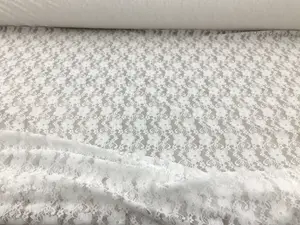 Embroidered Stretch Lace Apparel Fabric Sheer Small Floral White HH410