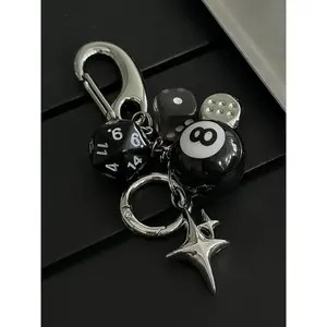 Star Dice & Billiard Ball Design Keychain, Fashion Car Keychain for Women & Men, Trendy All-match Cool Keychain Perfect for Birthday Gift