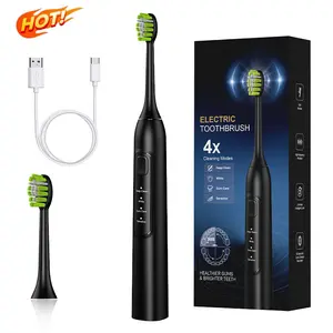 Adult  Electric Toothbrush - Rechargeable Electric Toothbrush Includes 2 Brush Heads  Powerful Electric Toothbrush  4 Cleaning Modes  IPX7 Waterproof Travel Toothbrush  2-Minute Smart Timer