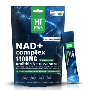 HiPlus NAD+ 1400mg Complex (200g) – with Urolithin A, Resveratrol & Quercetin – Advanced Mitochondrial & Cellular Energy Support – Promotes Healthy Aging & Vitality