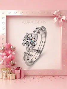 Elegant Moissanite Engagement Ring, Perfect for Weddings and Promises, Floral and Leaf Design, Vintage Jewelry Gift for Daily and Party Wear