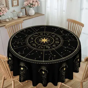 2D Flat Mandala Print Round Tablecloth, Kitchen Restaurant Decor, Furniture Protector, Party Decoration, Holiday Gift, Hotel Home Use
