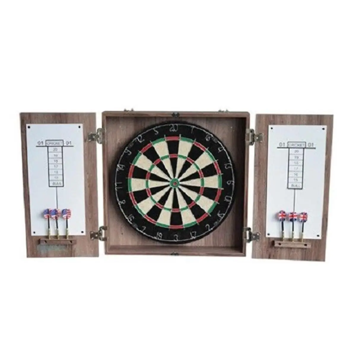 Blue Wave Winchester Dart Cabinet Set, Driftwood Engineered Wood with 18" Sisal Fiber Dartboard, Dry Erase Scoreboards, and Protective Backboards, Cabinets, Dart Play, Dual Protection, 18-In, Game Manual, Easy To Score, High Quality Chrome Hinges, Integra