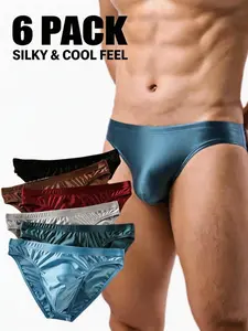 Men's Ice Silk Triangle Underwear Set, Sexy Low Waist, Smooth Cool Feeling, U Pouch, Sporty Fitness Daily Commute Wear