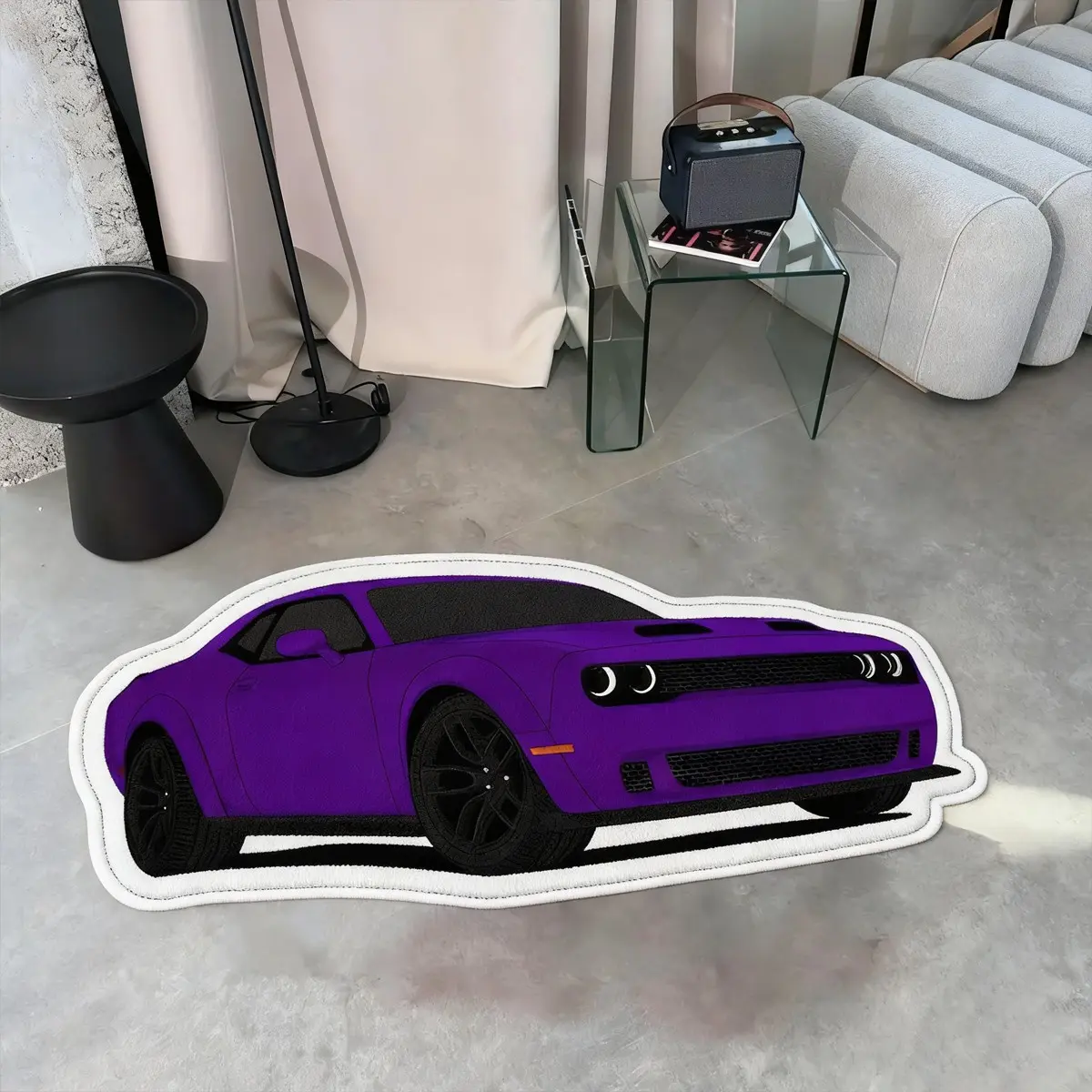 Fashionable Car Cartoon Pattern Rug, Soft Comfortable Plush Foot Mat, Bedroom Decor for Young Men, Suitable for Living Room Porch Bathroom, Home Decorative Rug, Soft Thick Rugs