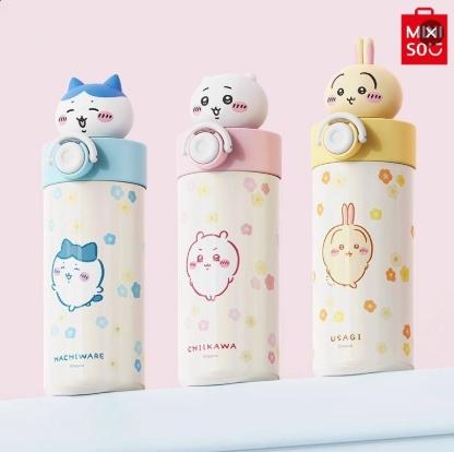 [Mothers' Day Gift]MINISO Chiikawa Pop-Top Insulated Tumbler – 15.2 fl oz,  Cute Leak-Proof Design, Perfect for Home, Office, Campus & On-the-Go, Idal Birthday Gift for Fans, Friends & Kids Drinkware Flasks Portable Bottled Water Bottles Cover Mug