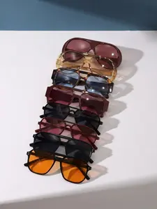 8 Pairs Multi-Color One-Piece and Dual Bridge Sunglasses Set, Trendy Vintage Sunglasses, American Retro Style, Uv400, Ideal for Driving, Business, Camping, Music Festivals, Trendy Shades