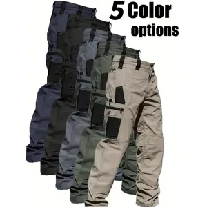 HOMUG Men's Single-Color Waterproof Tactical Workwear, Various Color Tactical Pants, Equipped with Zippers and Pockets, Sturdy Long Pants Suitable for Year-Round Wearing, Portable Pants for Outdoor Training. Please Refer to the Size Chart.