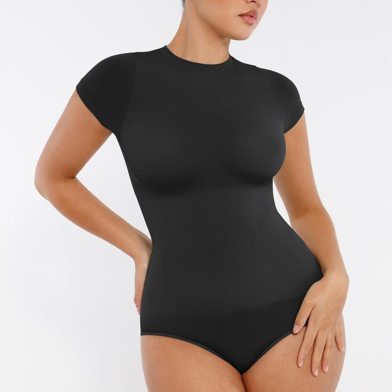 FeelinGirl Women's Crew Neck Cloud Bodysuits Fashion Short Sleeve Tops Stretch Basic Body Suit T Shirts Fit Comfortable Springtok