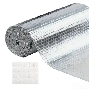 Aluminum Foil Insulation Material, Reflective Window Heat Radiation Barrier Roll, RV Window Rain Protection, 1000cm X 50cm, Includes 20 Pairs Adhesive Strips