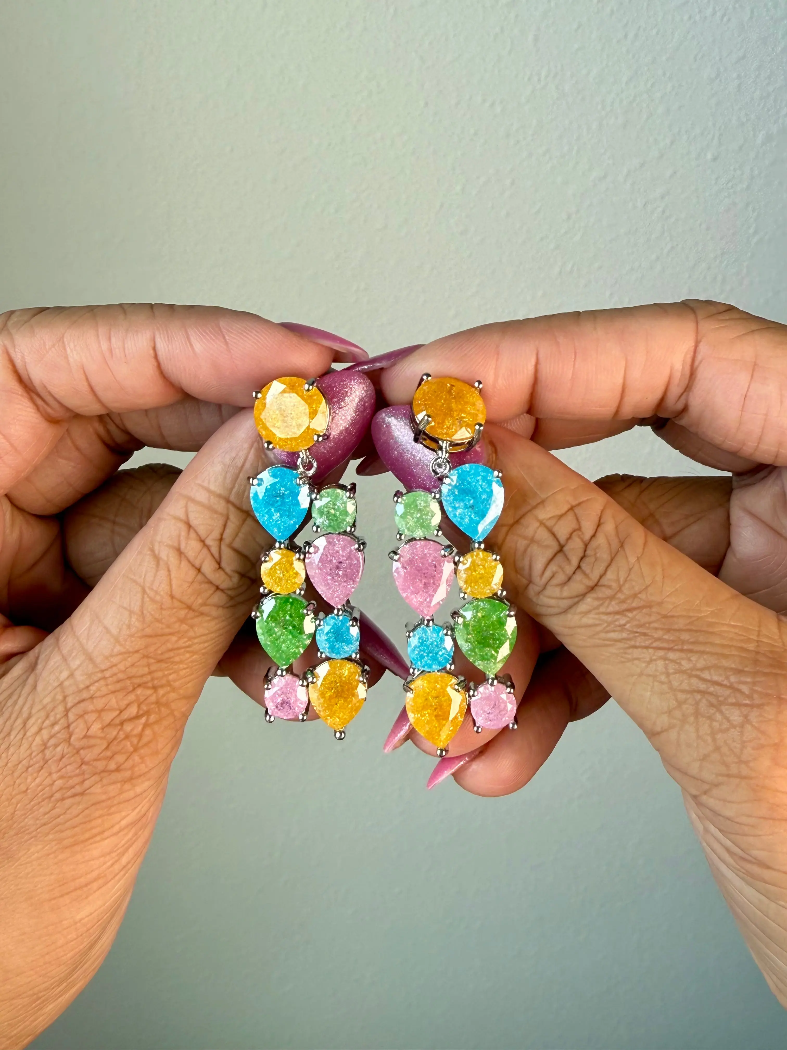Milky Stones Pastel Drop Earrings
