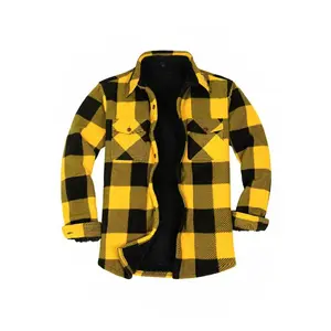 FlannelGo Men's Casual Checked Fitted Sporty Sherpa-Lined Long-Sleeve Plaid Shirt Jacket, Polyester Fleece Fabric, Button-Front, 2 Pockets, Ideal for Layering or Light Outerwear (Menswear Sleeves Tops)