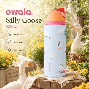 Owala FreeSip 32oz SILLY GOOSE Insulated Water Bottle – Leakproof Stainless Steel Tumbler, Tiktok Viral