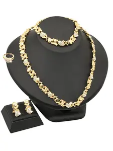 Rhinestone Decor Hearts Pendant Necklace & Dangle Earring & Ring & Bracelet, New Jewelry for Wedding Banquet, Trendy All-match & Exquisite Jewelry for Birthday Gift