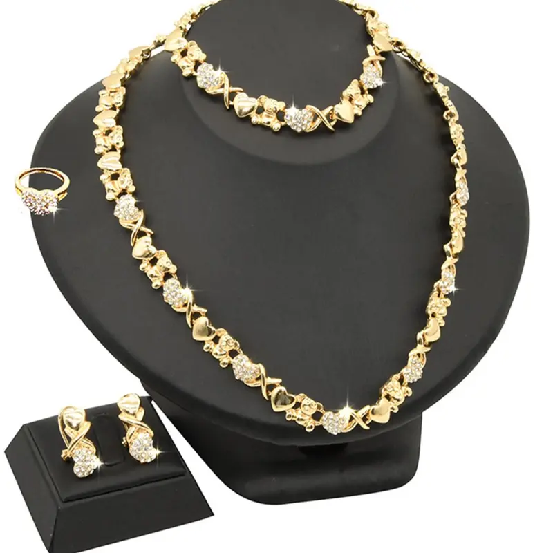 Rhinestone Decor Pendant Necklace & Dangle Earring & Ring & Bracelet, New Jewelry for Wedding Banquet, Trendy All-match & Exquisite Jewelry for Birthday Gift
