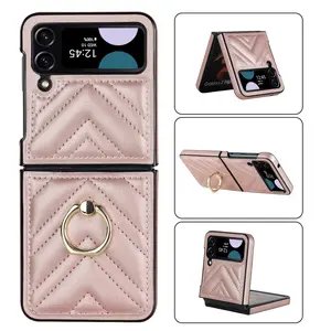 Galaxy Leather Phone Case for Galaxy Z Flip 6/5/4/3 Ring Folding Phone Case for Galaxy Z Fold 6/5/4/3 Rotating Ring Folding Phone Case