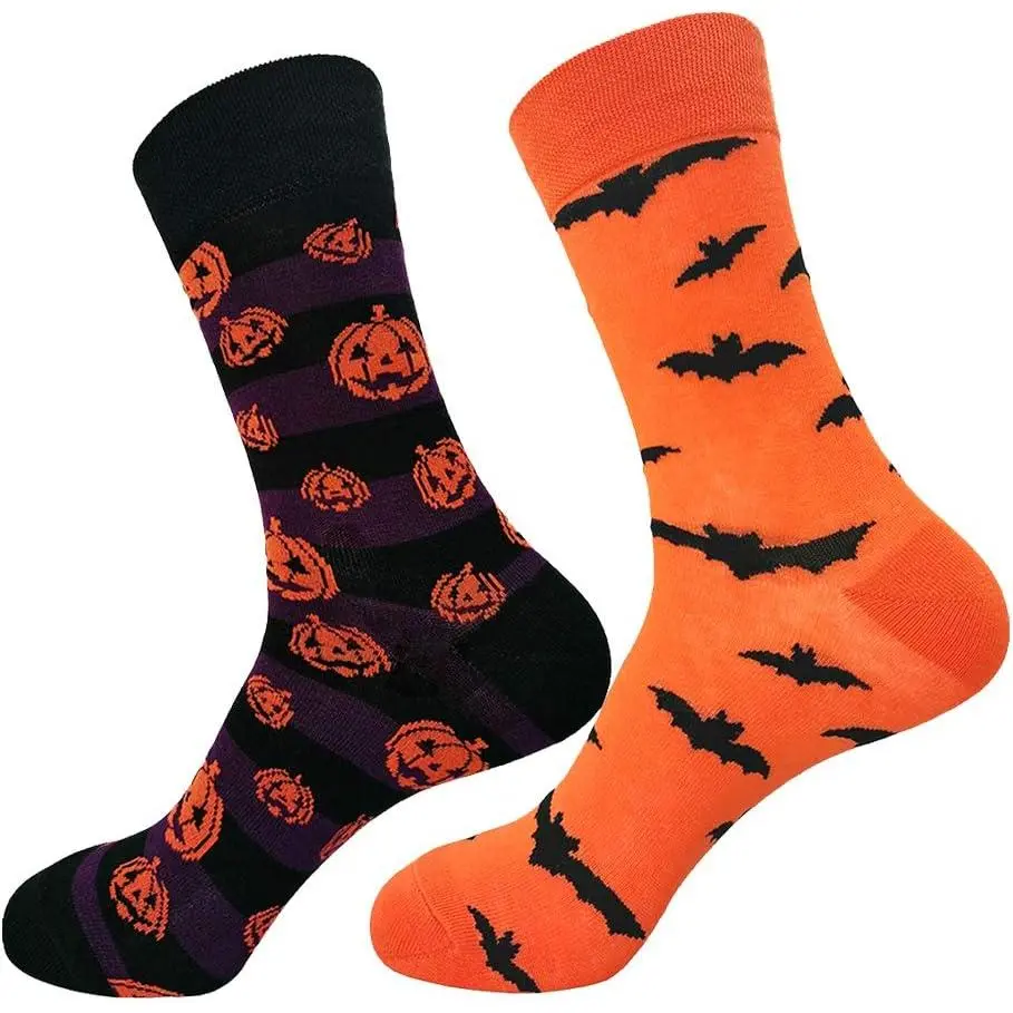 Men's & Women's Comfy Fit Breathable Halloween Sports Socks, Spandex-Nylon Blend, Cute Zombie Pumpkin Bat Teddy Patterns, Novelty Casual Socks for Daily Wear & Outdoor Use