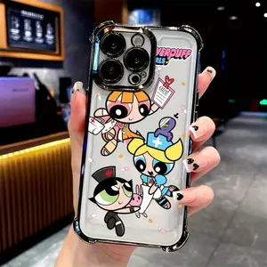 Full Screen Cartoon Cute Girl Phone Case for iPhone 17 Air 16 15 14 13 12 11 Pro Max Shockproof Transparent Soft Back Cover