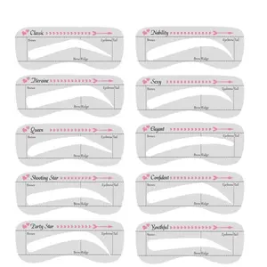 10-Piece Eyebrow Shaping Template Set, Reusable Lightweight Makeup Tools for Beginners and Professionals, Create Perfect Eyebrow Shapes, Eyebrow Kit, Eyebrow Templates