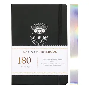BUKE Bullet Dotted Journal, 180gsm Bamboo Paper Dot Grid Notebook-Black Color A5 Size