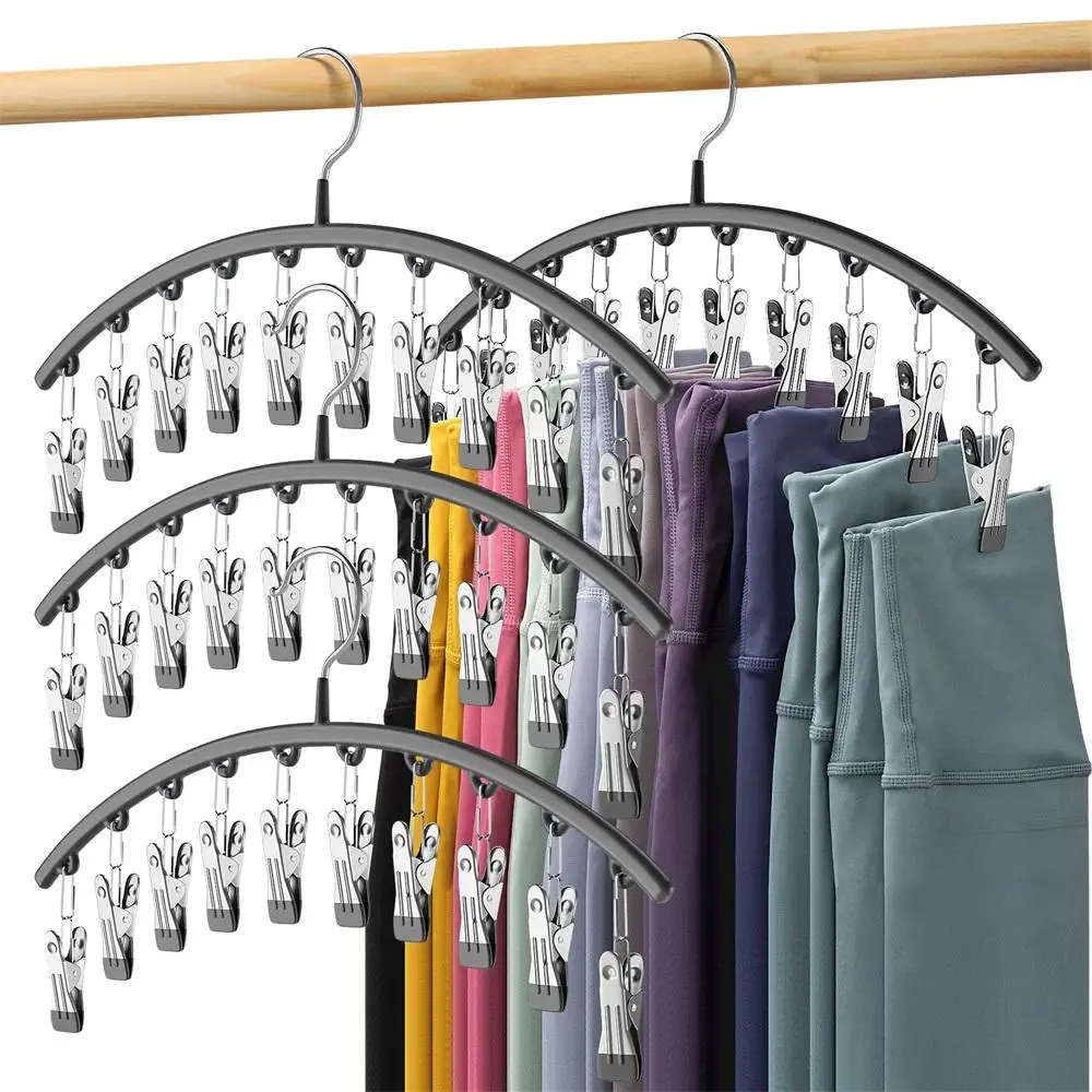 Space Saving Clothes & Pants Hanger, 2 Counts Multi-functional Windproof Drying Hanger with Clip, Hanging Storage Closet Organizer for Hat & Jeans & S