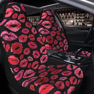 Universal Car Seat Covers Set, Lips Design, All-Season Fabric, Full Protection, Fits Multiple Models, Women's Car Accessories