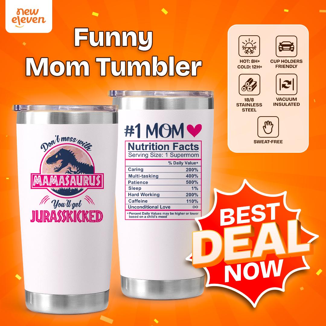 NewEleven Mamasaurus Funny Mom Tumbler 20oz Double Wall Insulated Stainless Steel Cup Perfect Christmas & Thanksgiving G