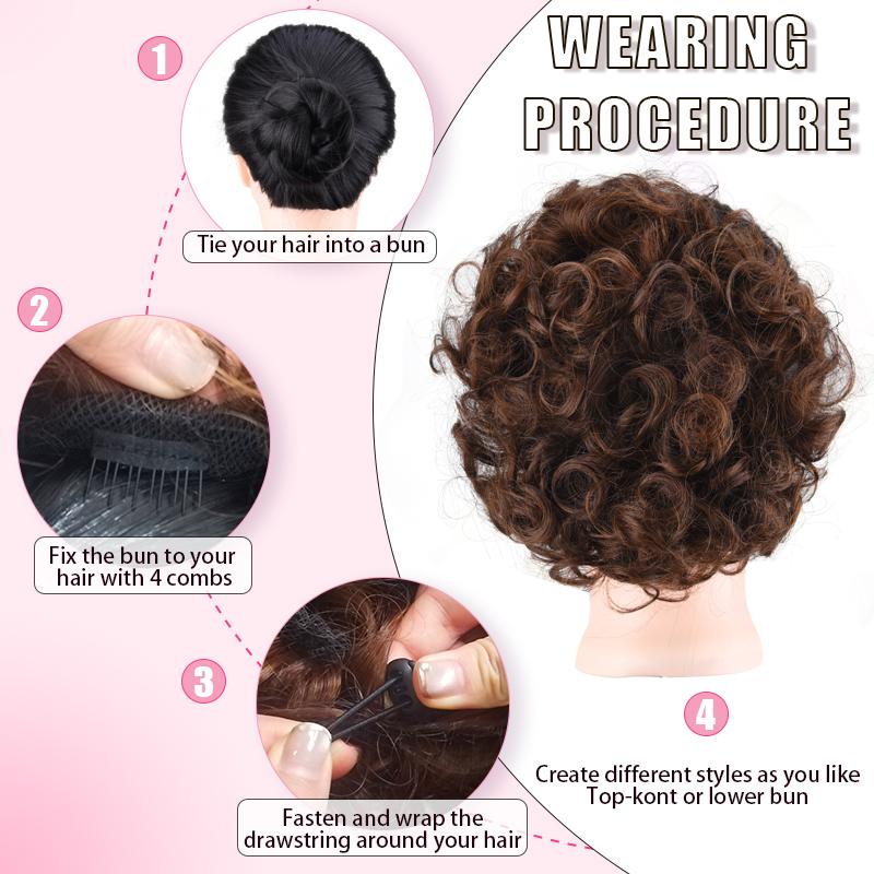 Messy Bun Hair Piece Tousled Updo Hair Buns Extension Elastic Hair Band Hair Pieces Curly Hair Bun Scrunchie For Women Wavy Synthetic Hairpiece Glueless Pre Style Clip In