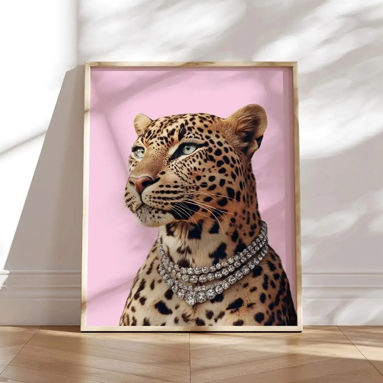 Trendy Chic Leopard Print Wall Art Cheetah Diamonds Print Home Decor ...