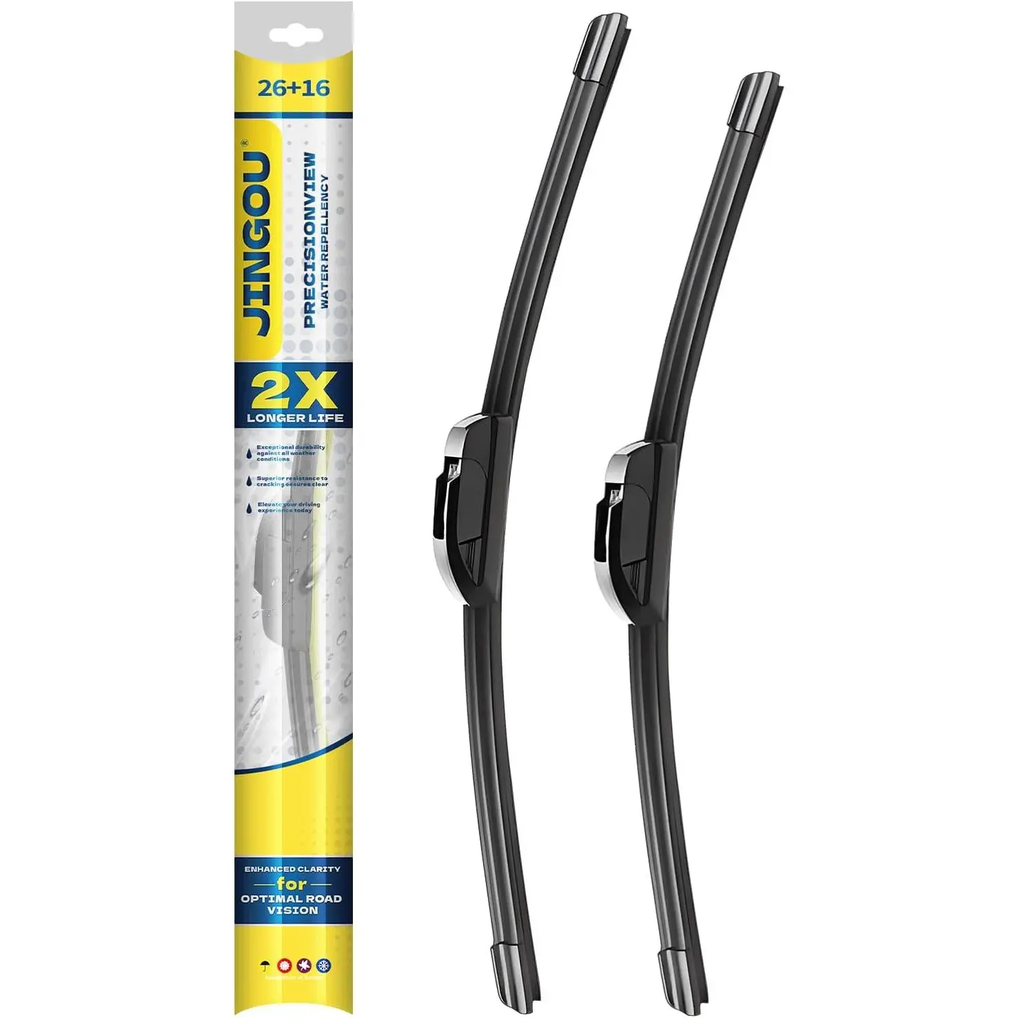 26"+16" Front Windshield Wiper Blades 2-Pack, OEM-Quality Premium All-Seasons Automotive Replacement, Compatible with 2009-2018 Toyota Corolla, 2013-2021 Toyota RAV4