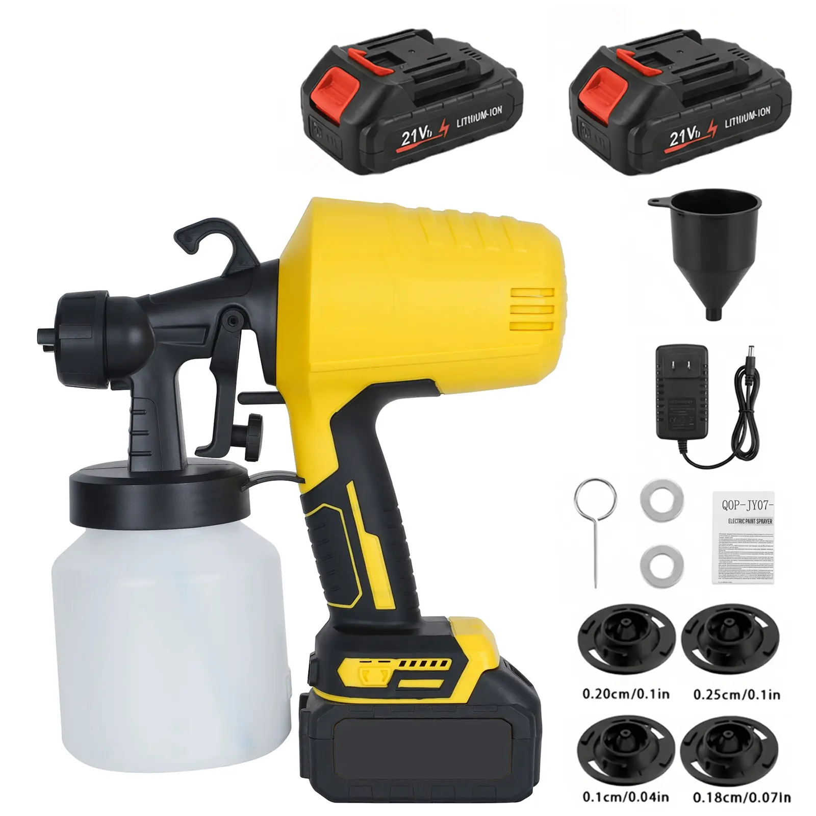 Cordless Portable Paint Sprayer – 1200ml large-capacity tank with cleaning accessories, adjustable flow control, 4 nozzles, and 3 spray modes. Easy to clean,  and perfect for furniture, fences, walls, doors, coating windows, and DIY projects. gun pattern